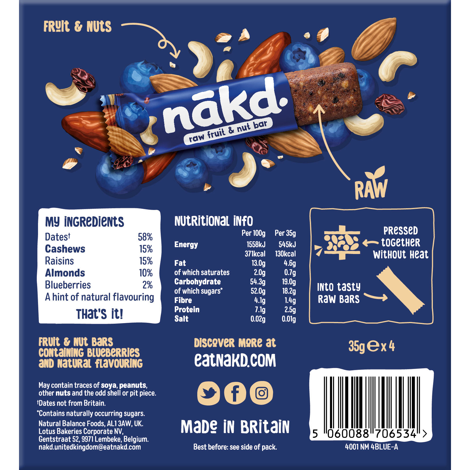 Nakd Blueberry Muffin Nut & Fruit Bars