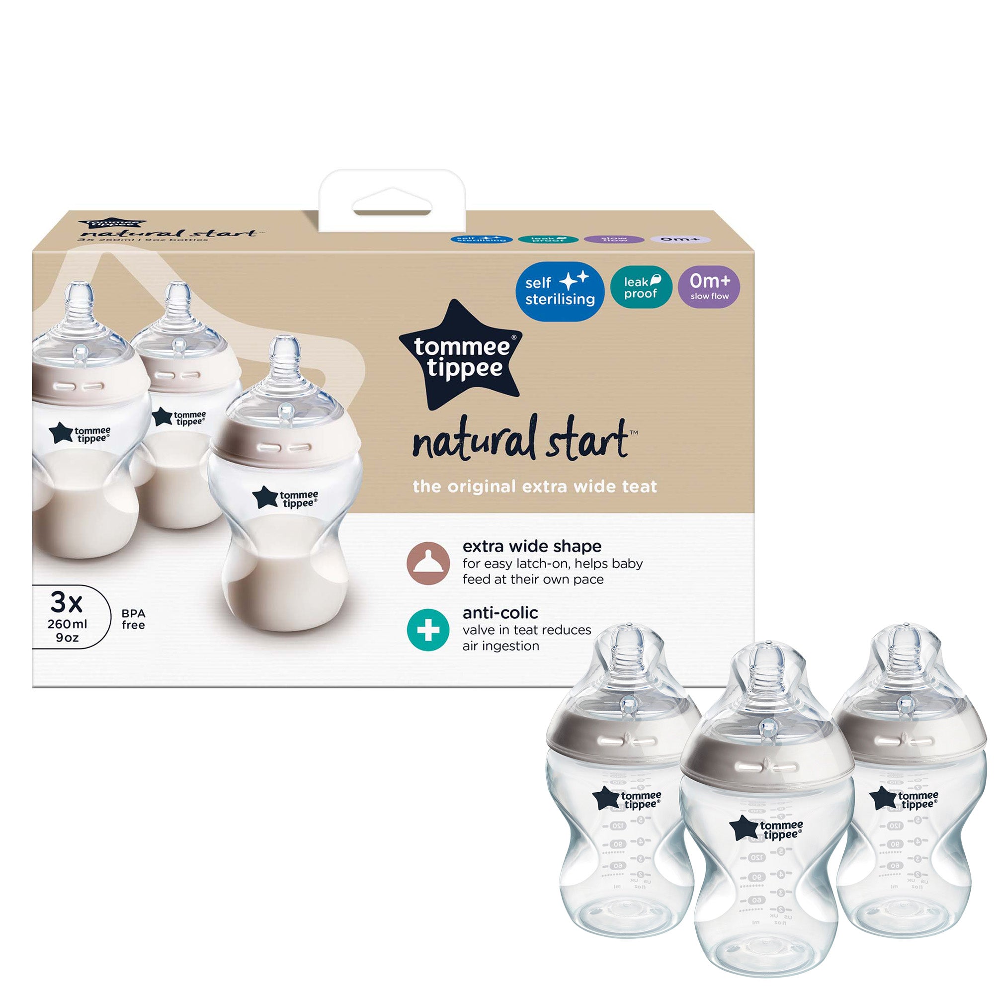 Tommee Tippee Natural Start 260ml Self Sterilising Bottle
