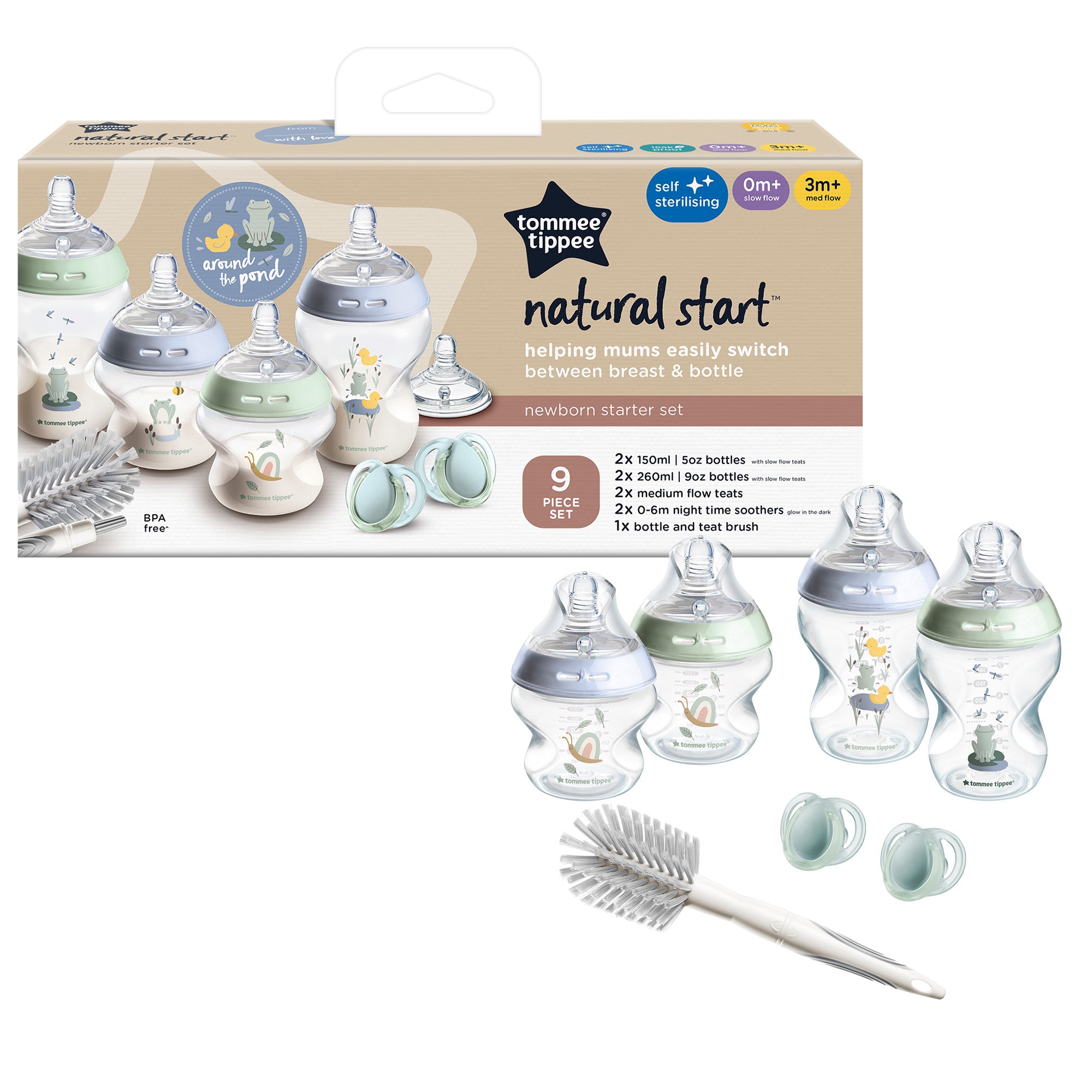 Tommee Tippee Natural Start Self Sterilising Newborn Bottle Starter Set - Blue