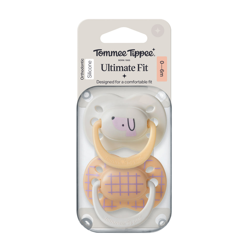 Tommee Tippee Ultra Fit Decorated Soother 0-6m 2pk - Girl - Peach