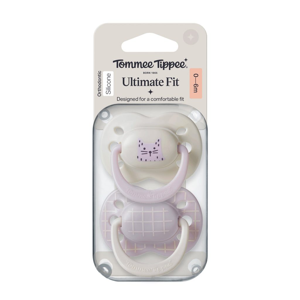Tommee Tippee Ultra Fit Decorated Soother 0-6m 2pk - Girl - Light Purple