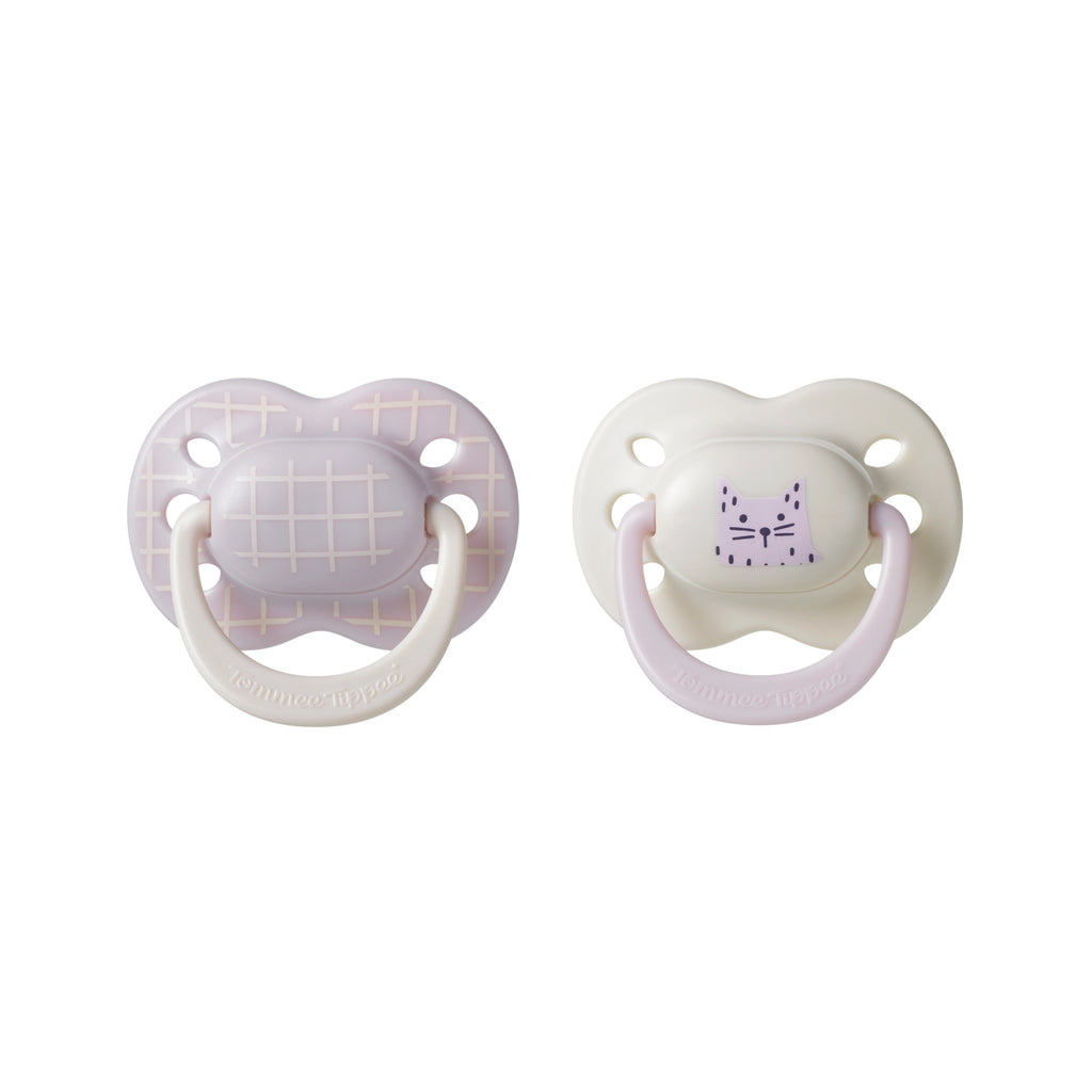 Tommee Tippee Ultra Fit Decorated Soother 0-6m 2pk - Girl - Light Purple