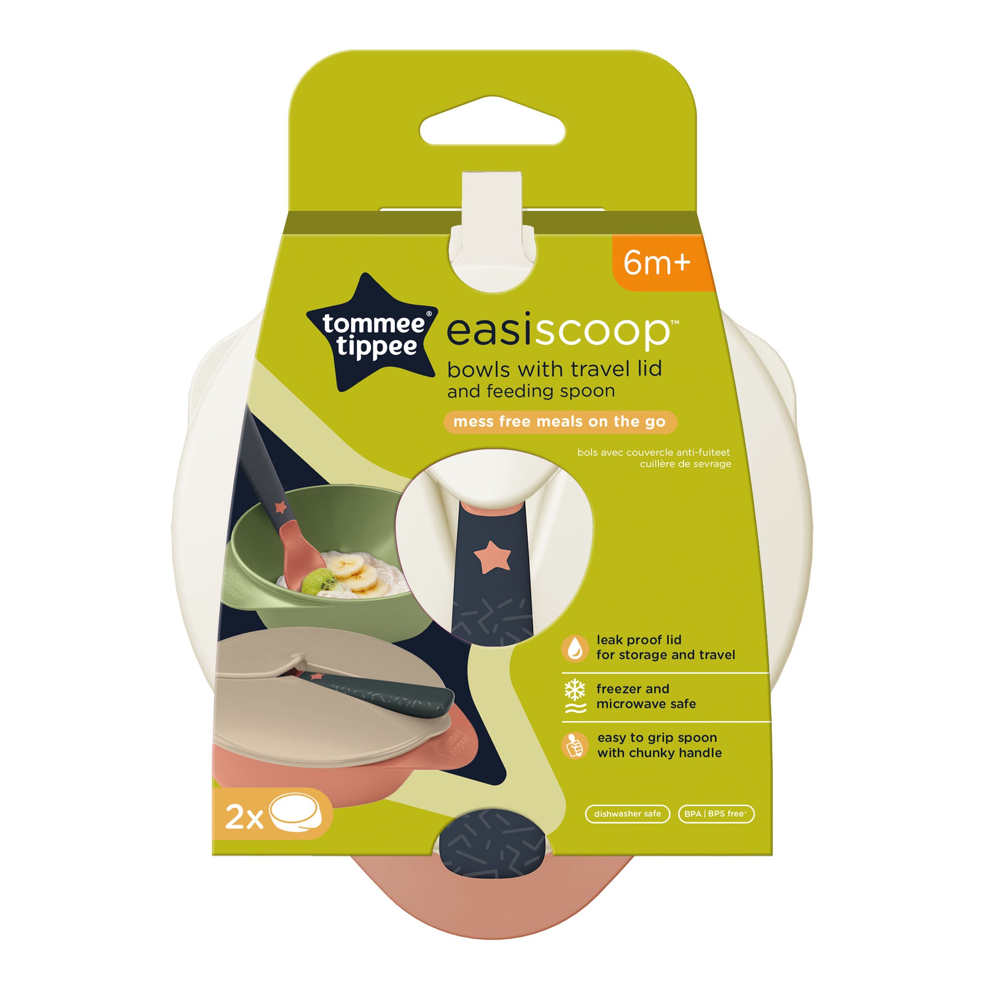 Tommee Tippee Easy Scoop Feeding Bowls With Travel Lid And Spoon