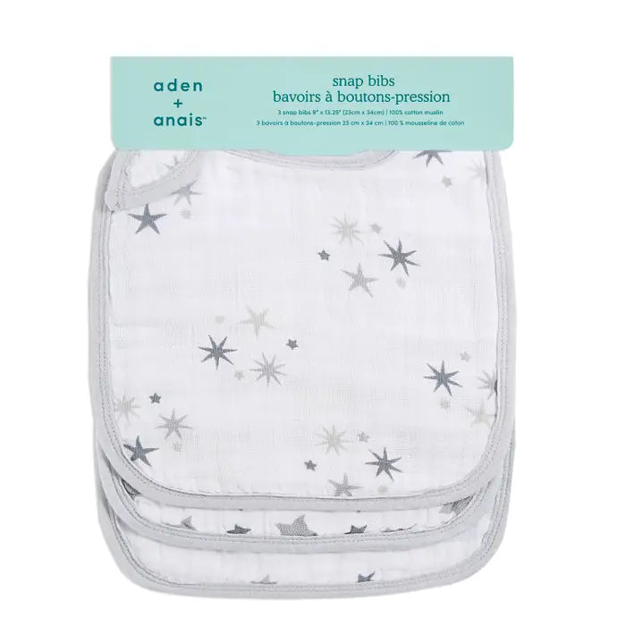 Aden & Anais Cotton Muslin Snap Bibs 3pk - Twinkle