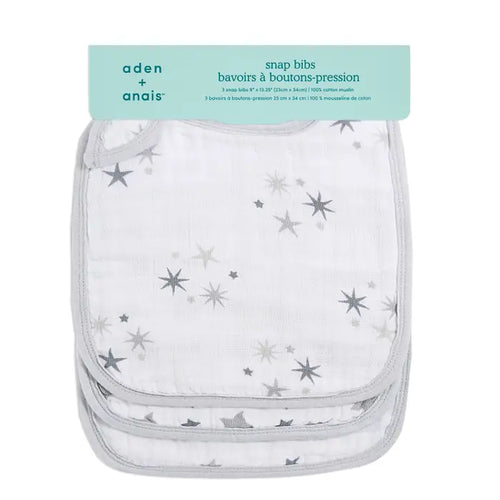 Aden + Anais Cotton Muslin Snap Bibs 3pk - Twinkle