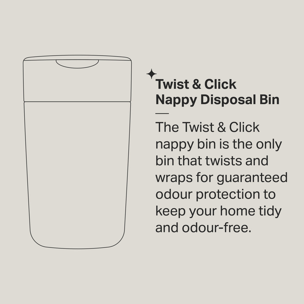 Tommee Tippee Twist & Click Cassette 6pk with FREE Nappy Bin - White