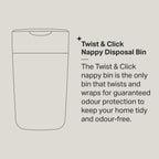 Tommee Tippee Twist & Click Cassette 6pk with FREE Nappy Bin - White