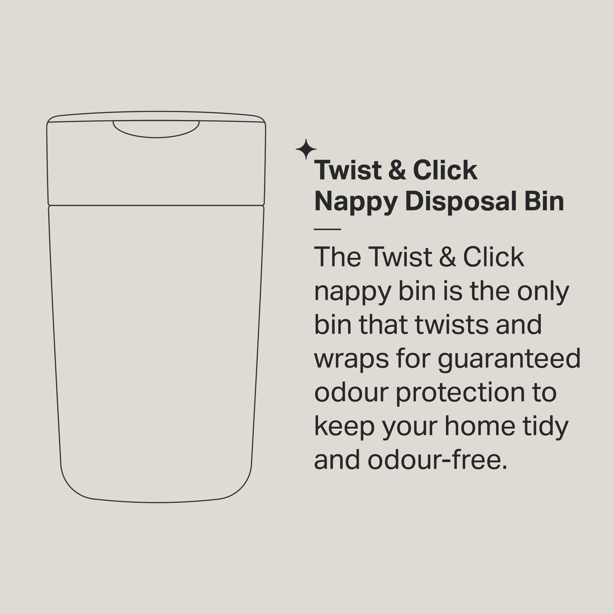 Tommee Tippee Twist & Click Cassette 6pk with FREE Nappy Bin - White