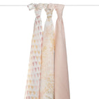 Aden + Anais Silky Soft Muslin Swaddle 3pk - Metallic Primrose