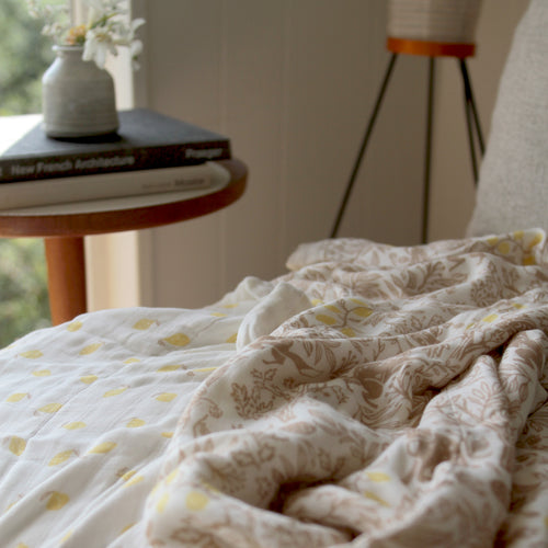 A+A Silky Soft Blanket - Natural Floral
