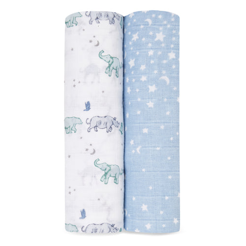 A+A Cotton Muslin Swaddle 4pk - Rising Star