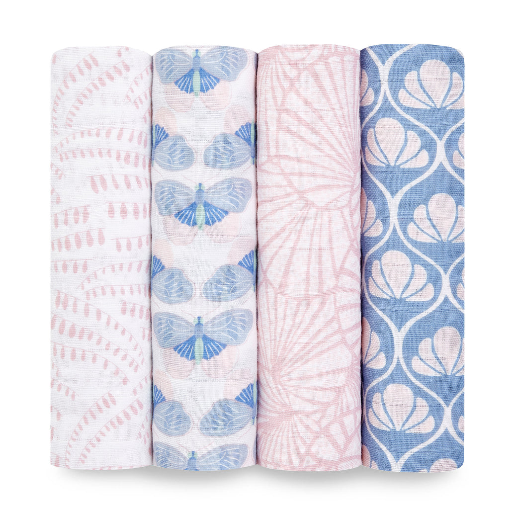 Aden & Anais Cotton Muslin Swaddle 4pk - Decorated