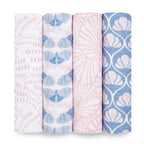 Aden & Anais Cotton Muslin Swaddle 4pk - Decorated