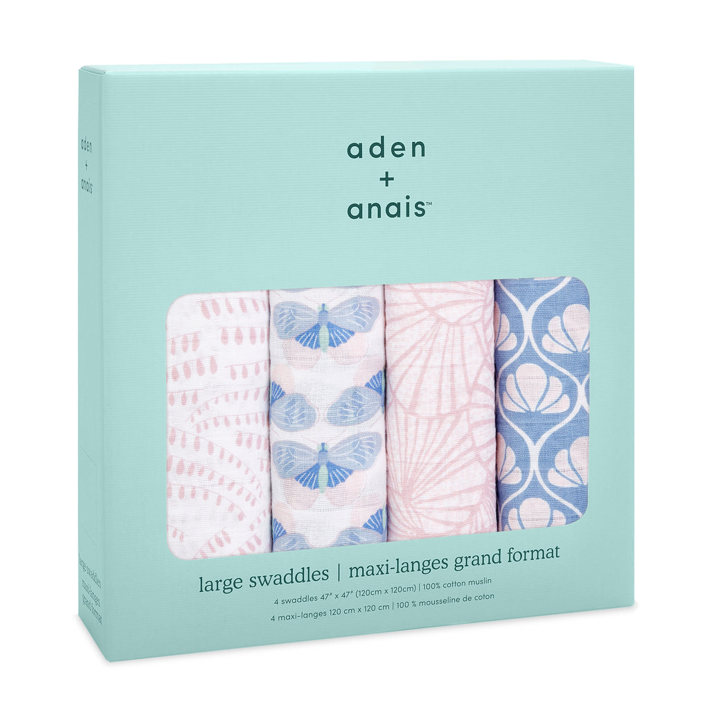 Aden & Anais Cotton Muslin Swaddle 4pk - Decorated