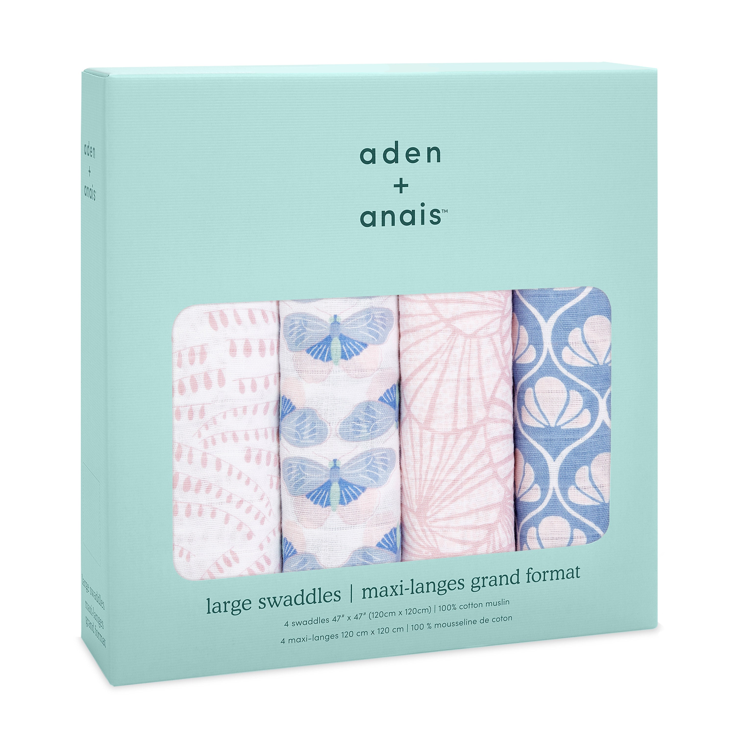 Aden & Anais Cotton Muslin Swaddle 4pk - Decorated
