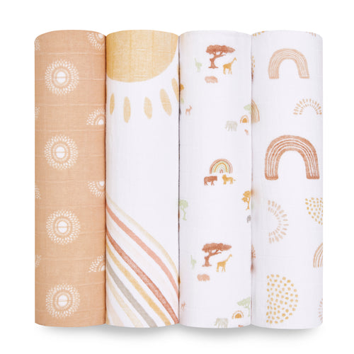 A+A Cotton Muslin Swaddle 4pk - Keep Rising