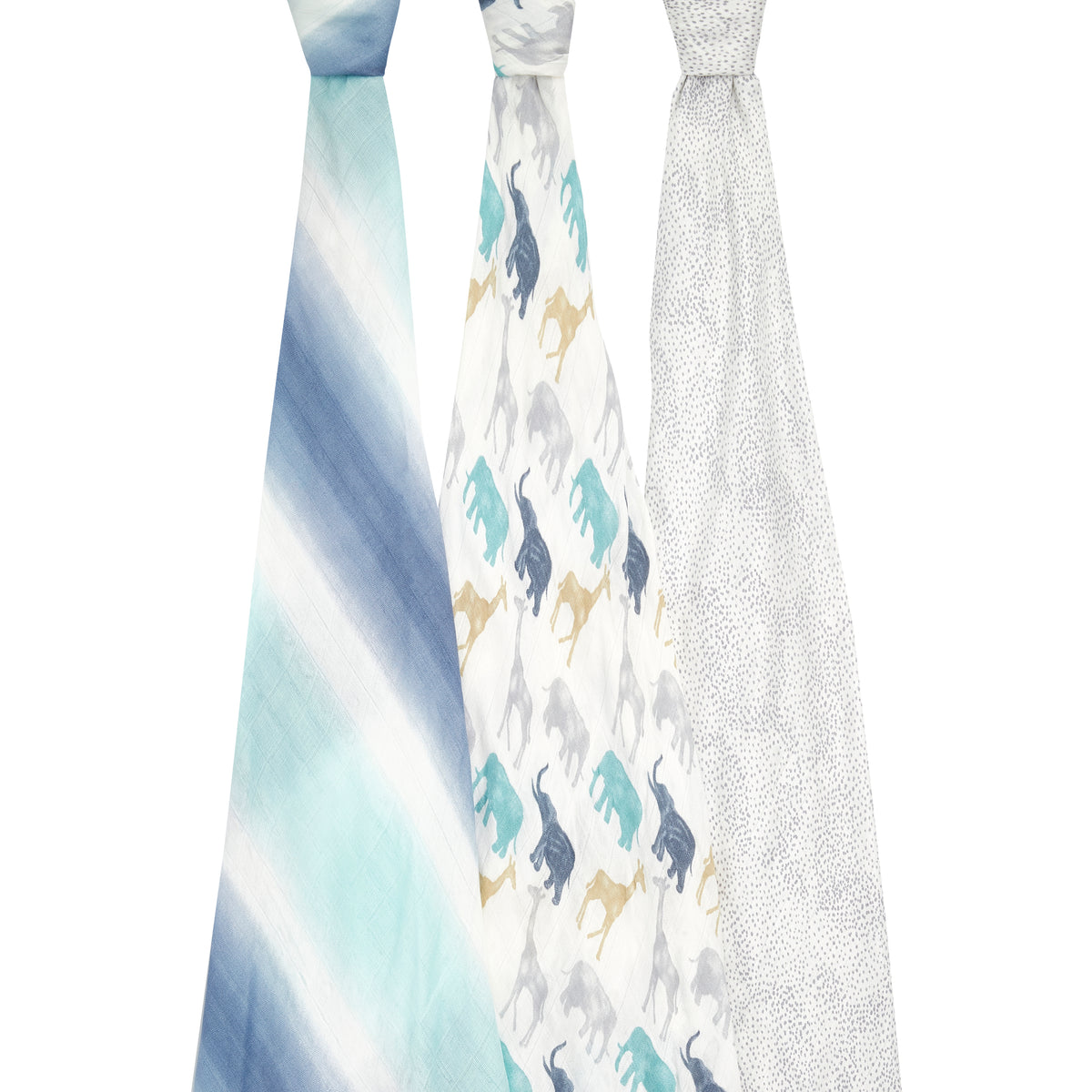 A+A Silky Soft Muslin Swaddle 3pk - Expedition