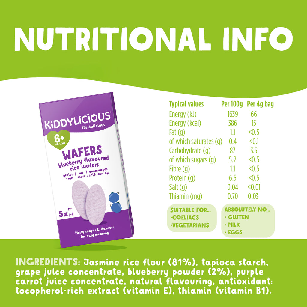 Kiddylicious Mini Waffers - Blueberry 6m+