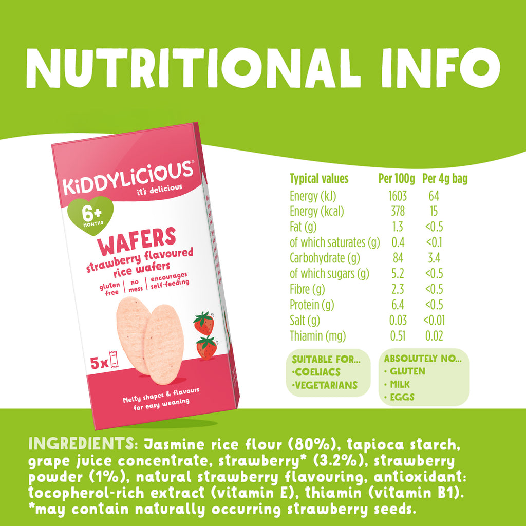 Kiddylicious Mini Waffers - Strawberry 6m+