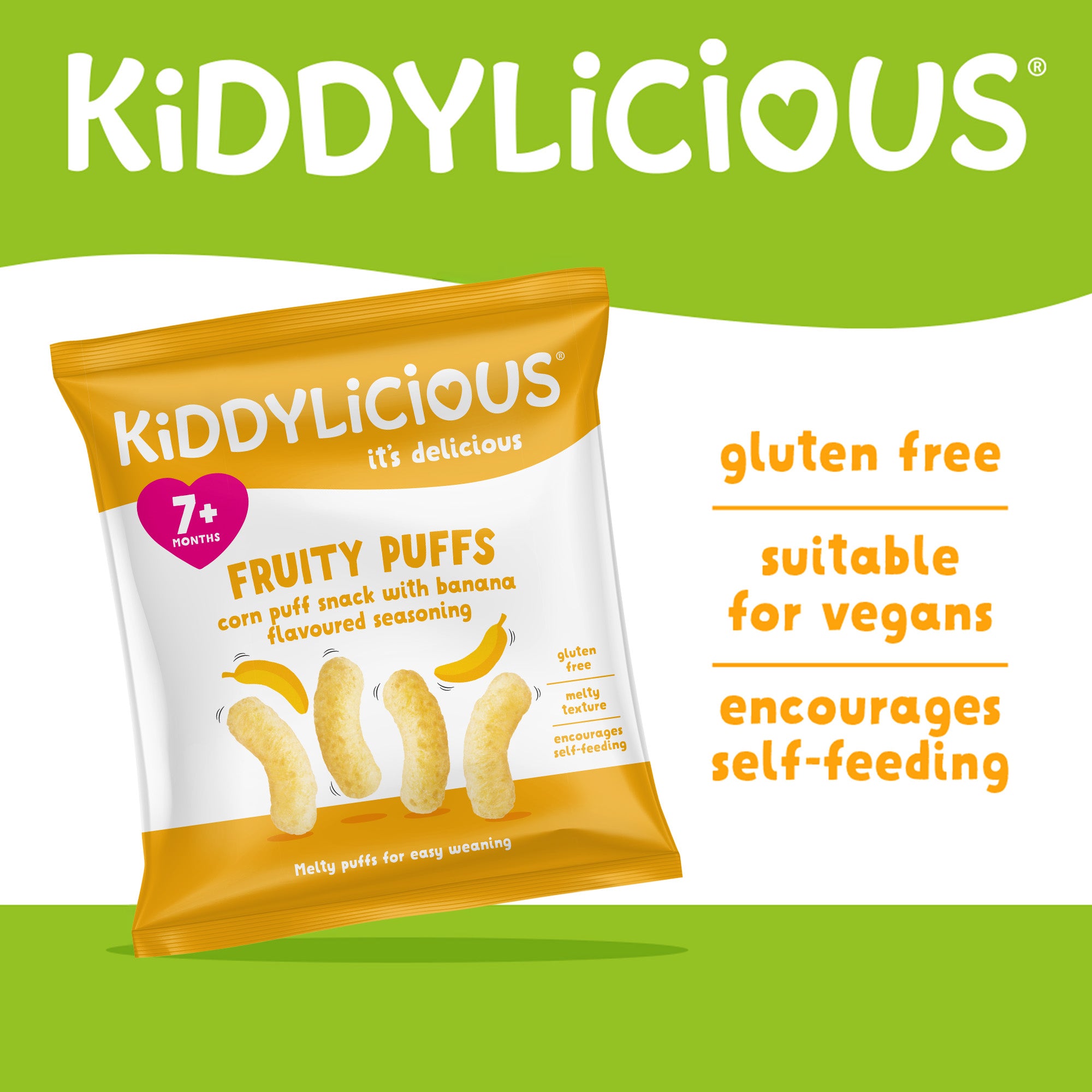 Kiddylicious Fruity Puffs - Banana 7m+