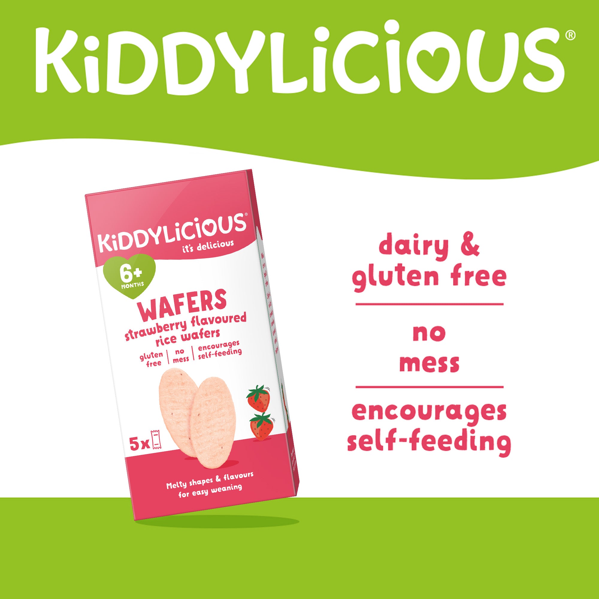Kiddylicious Mini Waffers - Strawberry 6m+