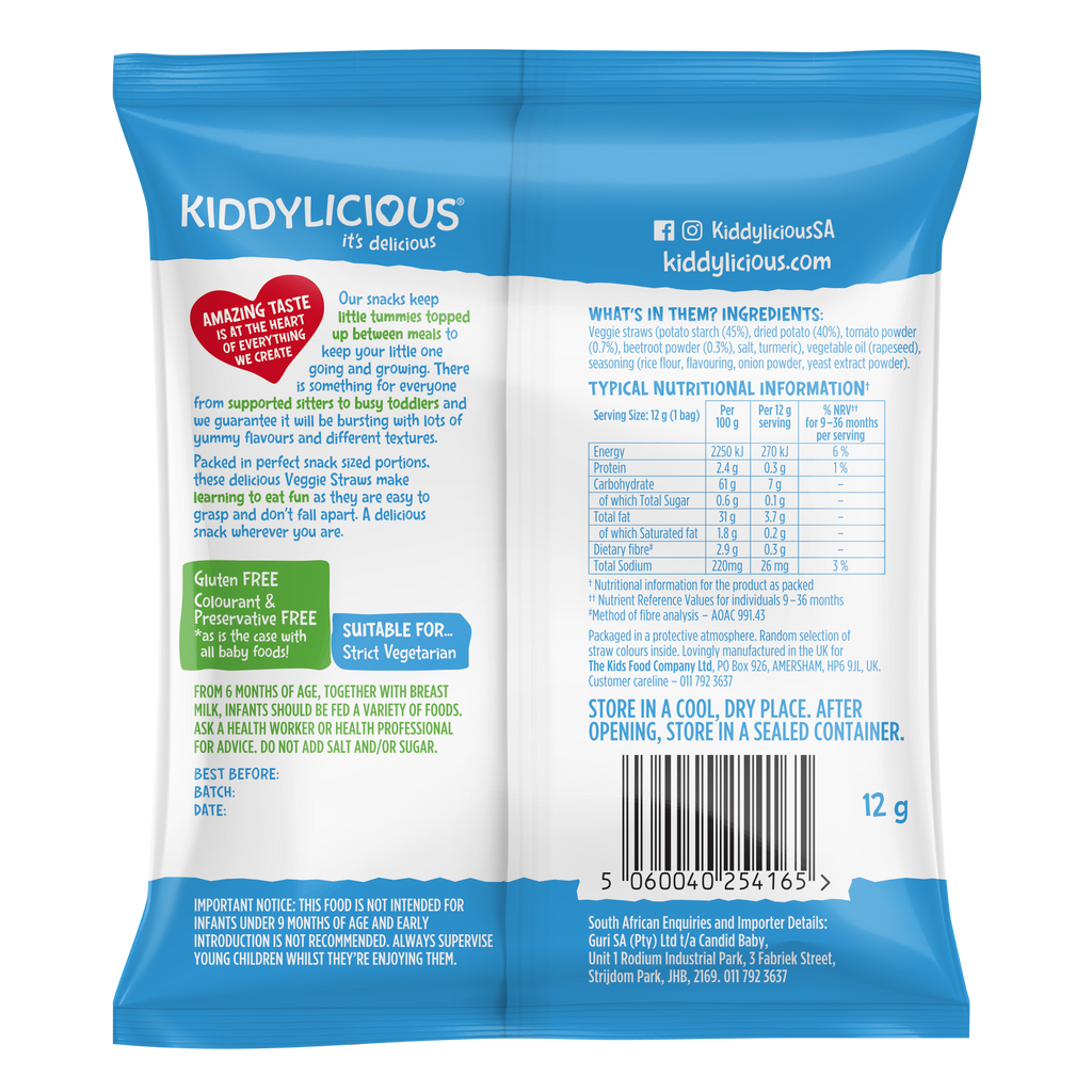 Kiddylicious Cheesy Flavoured Veggie Straws 9m+