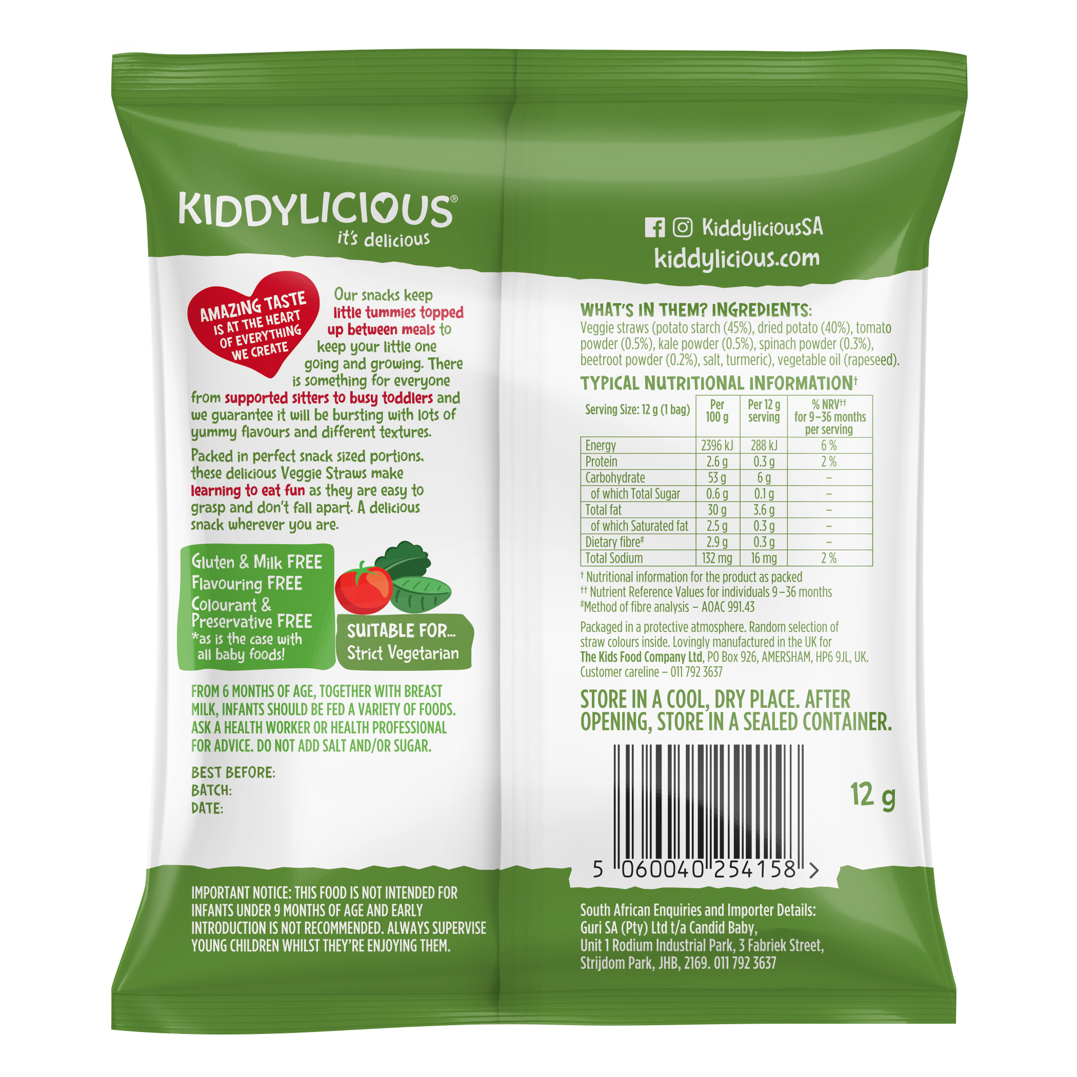 Kiddylicious Veggie Straws 9m+
