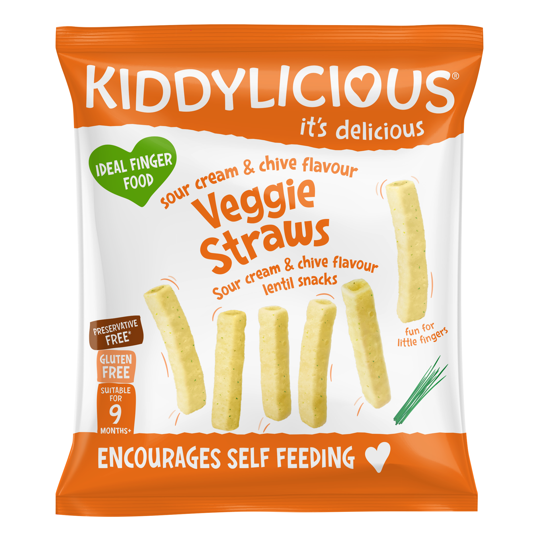 Kiddylicious Sour Cream & Chives Veggie Straws 9m+