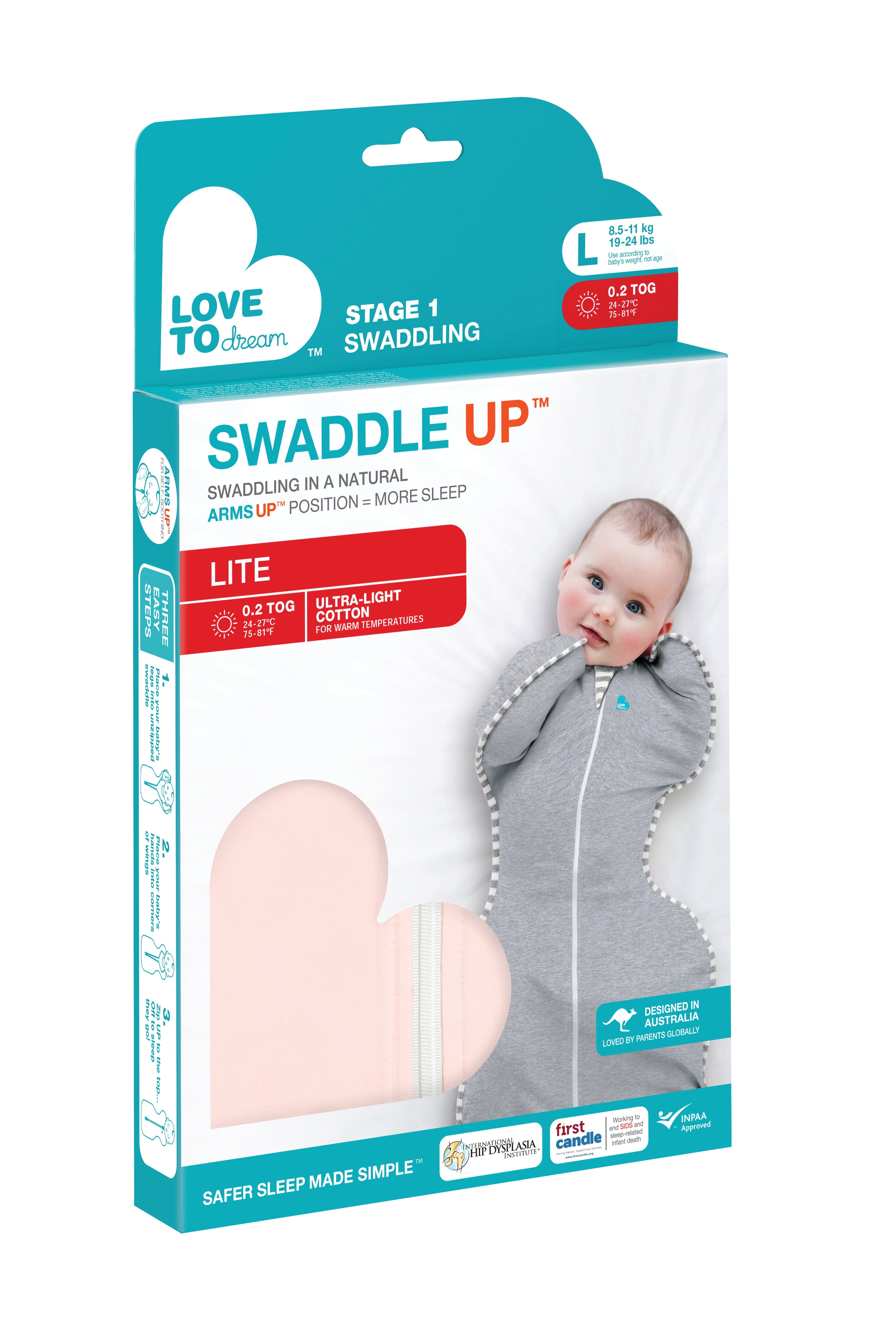 SWADDLE UP LITE 0.2 TOG LIGHT PINK Love To Dream South Africa