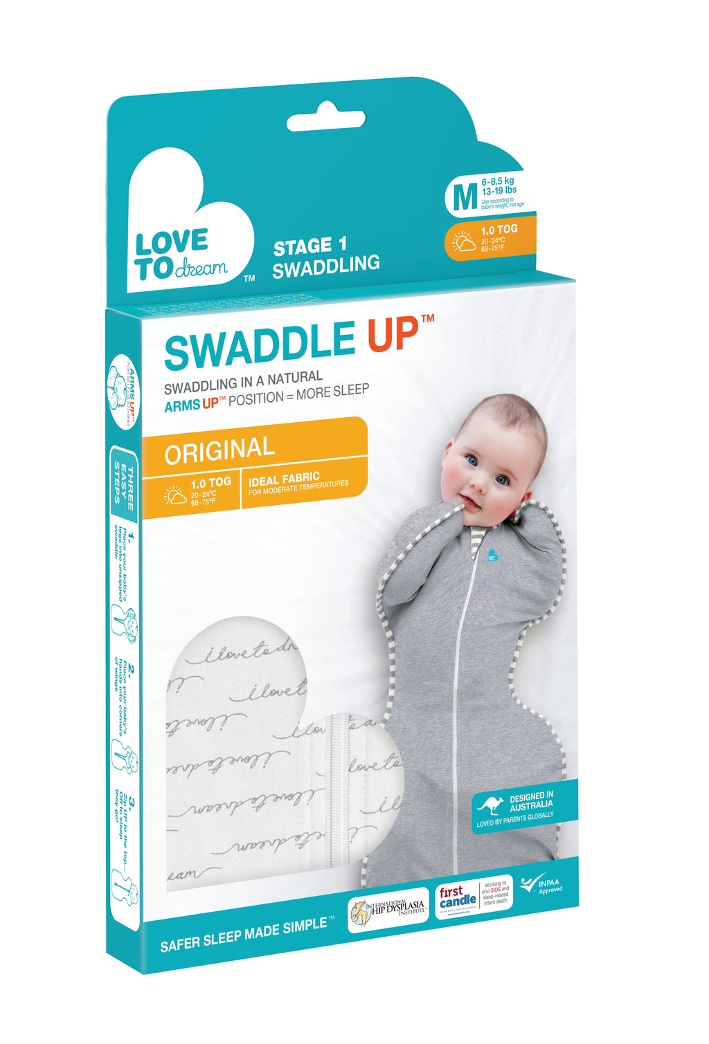 SWADDLE UP ORIGINAL 1.0 TOG DREAMER WHITE Love To Dream South Africa