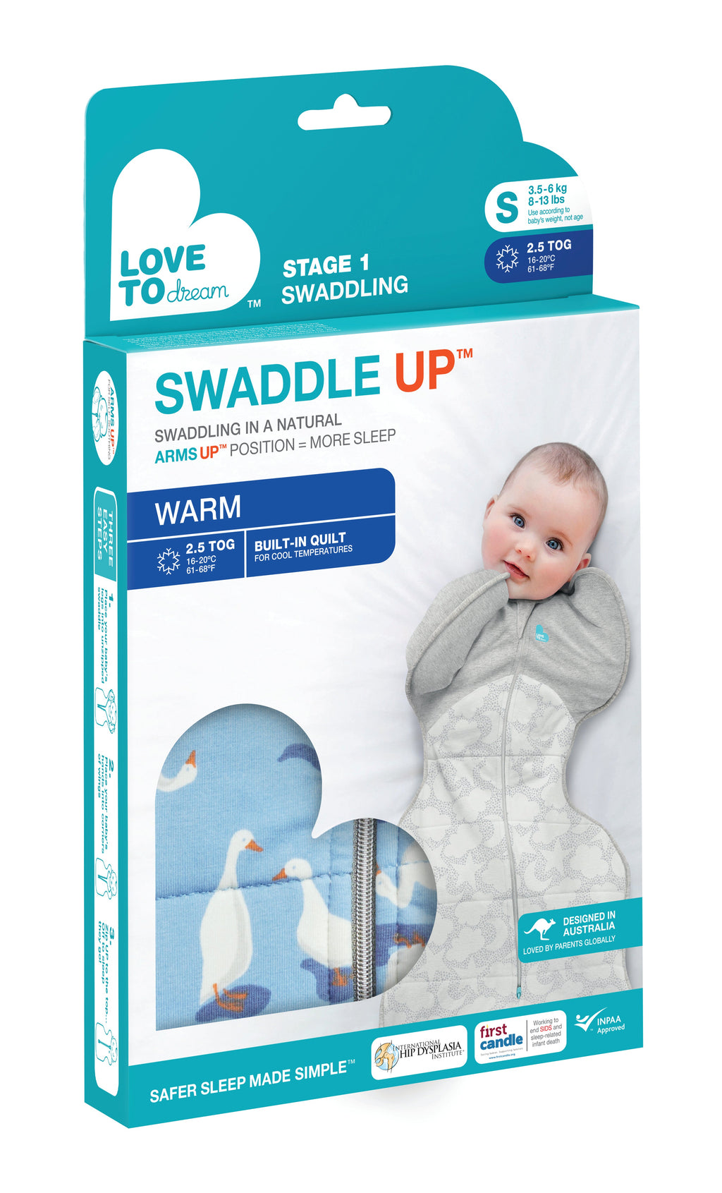 SWADDLE UP WARM 2.5 TOG SILLY GOOSE BLUE Love To Dream South Africa