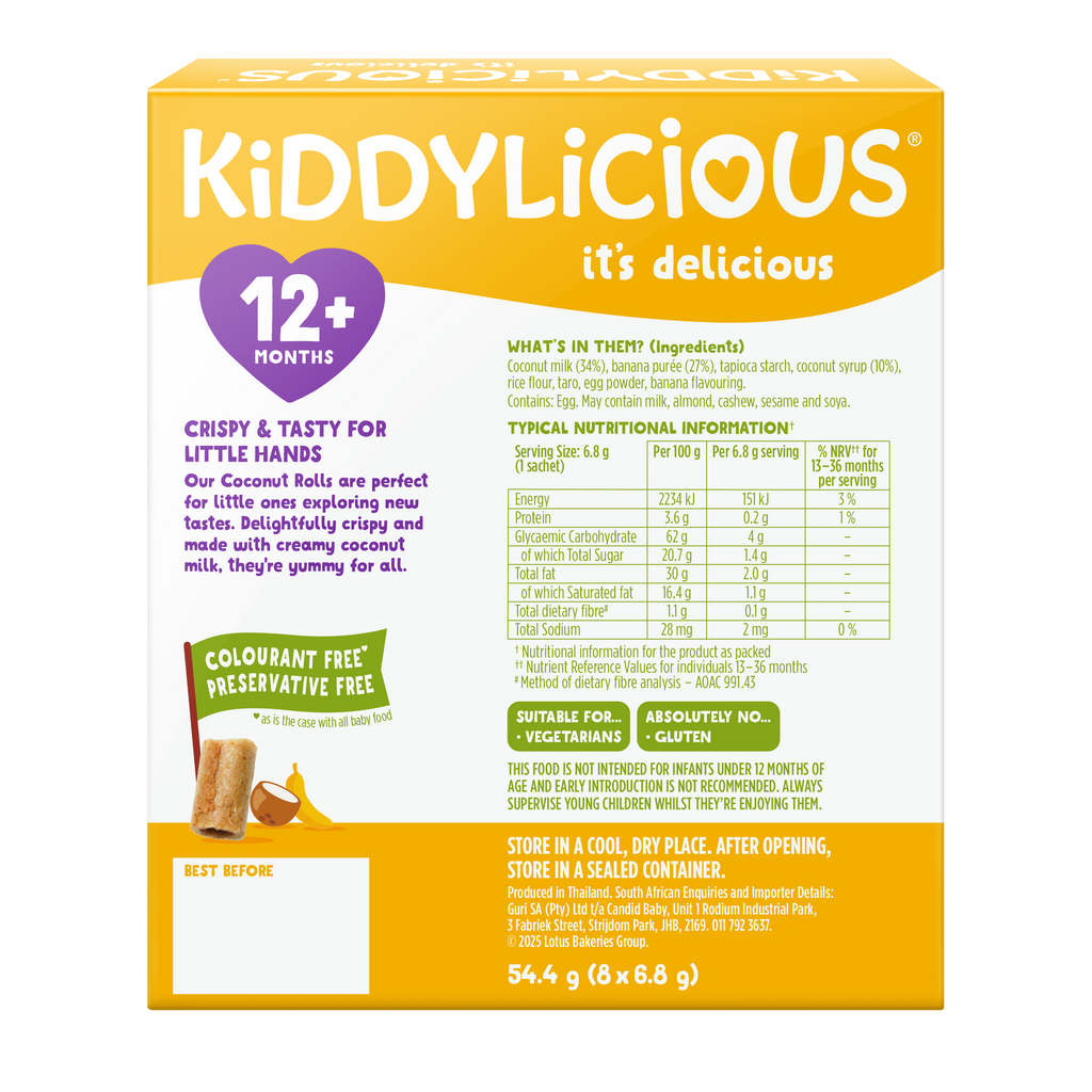 Kiddylicious Mini Banana Coconut Rolls 12m+