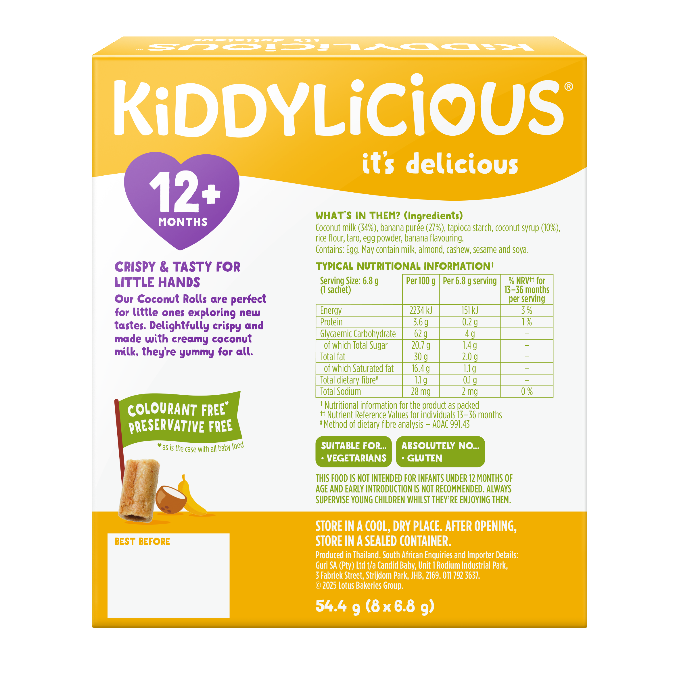Kiddylicious Mini Banana Coconut Rolls 12m+