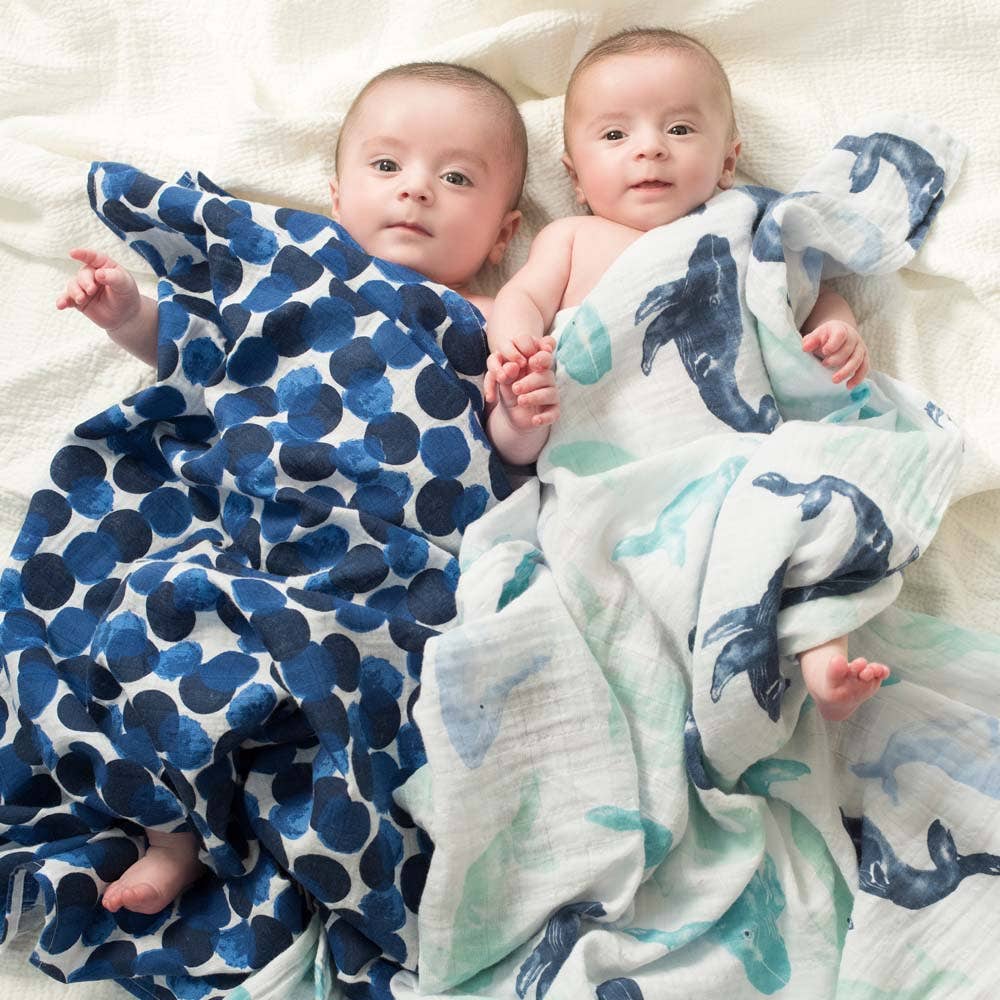 Aden & Anais Cotton Muslin Blanket - Seafaring Whale