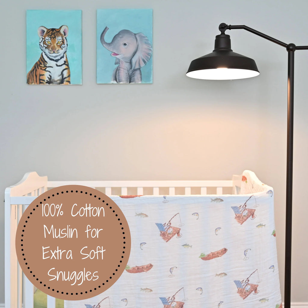 Aden & Anais Cotton Muslin Blanket - Gone Fishing